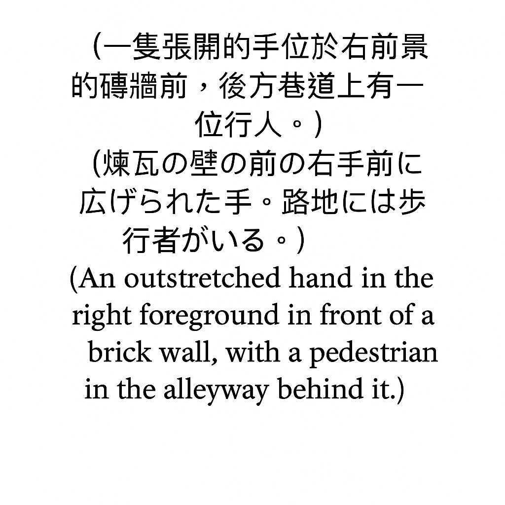 （攝影者的手指從下方伸入畫面，背景模糊不清。）