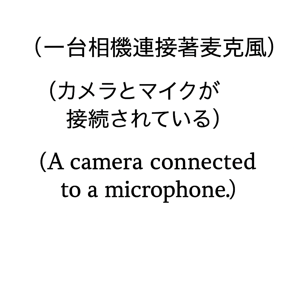 （一台相機連接著麥克風） / （マイクが接続されたカメラ） / (A camera connected to a microphone)